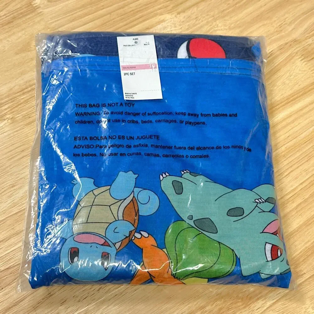 NEW Pokemon Gotta Catch 'Em All! Kids 10 Pikachu Charmander 2-Piece Pajama Set